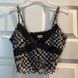 Black and white checkered crop top